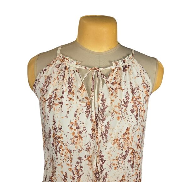 Drew Women XS Maxi Dress Floral Leaves Keyhole Tiered Flowy Vacation Boho Hippie - Picture 3 of 13